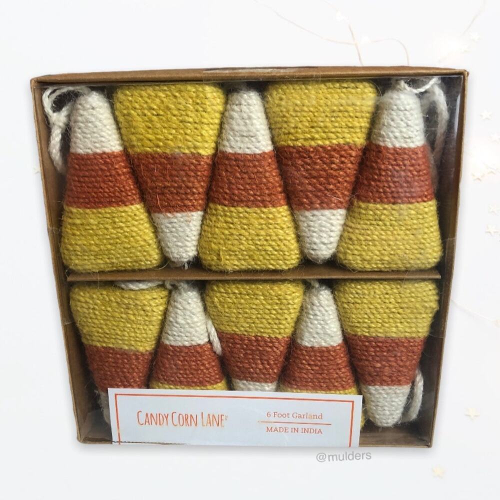 New Candy Cane Lane Candy Corn Themed 6 Foot Garland Room Decor Halloween